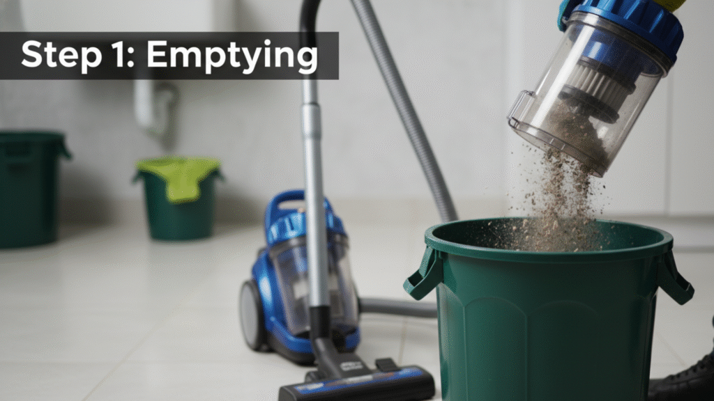 Step 1: Emptying the vacuum cleaner