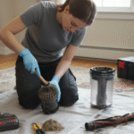 image of someone cleaning a vacuum cleaner